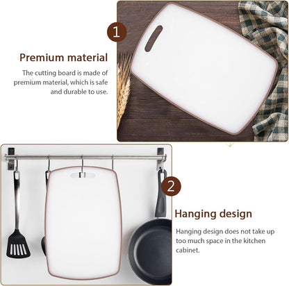 VALICLUD Multi-function Plastic Cutting Board Set, Non-slip Kitchen Chopping Boards with Juice Groove, Sturdy Home Kitchen Supply for Vegetable and Meat Prep