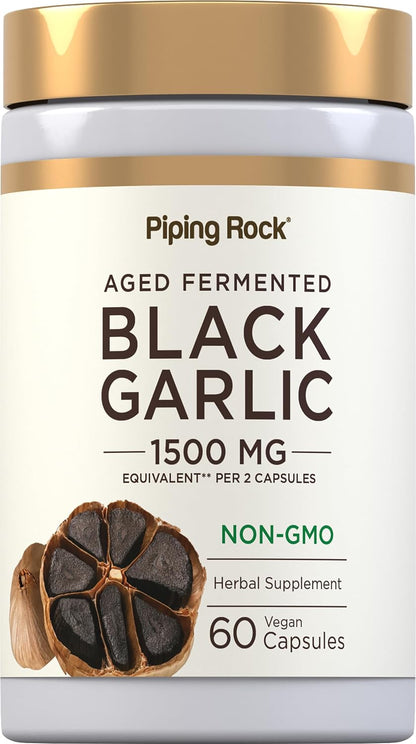 Piping Rock Black Garlic Supplement | 60 Capsules | Aged and Fermented