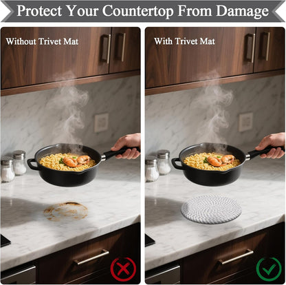 Trivets for Hot Dishes, 4 Pot Holders for Kitchen, Heat Resistant Mats for Countertop, 8 Inch Hot Pads for Hot Pots and Pans, Coaster, Home Essentials, Rustic Farmhouse Decor (Green)