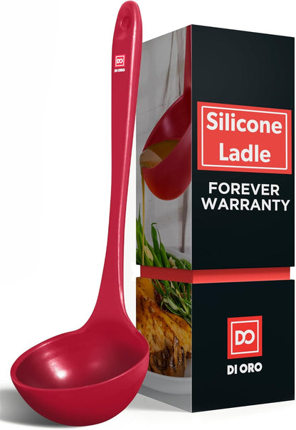 DI ORO Silicone Ladle - Soup & Serving, 600F Heat Resistant, Black