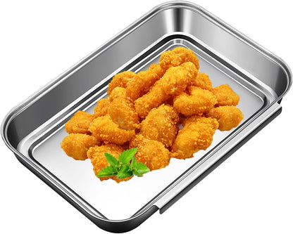 3Pcs Stainless Steel Breading Trays Set, Breading Dishes for Chicken Breasts, Marinating Meat and Prepping Meals (10.4" x 7.7" x 1.9")