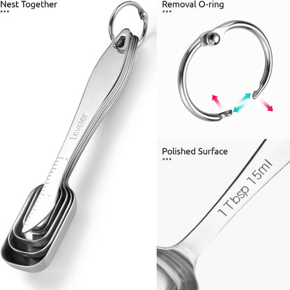 Measuring Spoons: U-Taste 18/8 Stainless Steel Measuring Spoons Set of 9 Piece: 1/16 TSP, 1/8 TSP, 1/4 TSP, 1/3 TSP, 1/2 TSP, 3/4 TSP, 1 TSP, 1/2 tbsp & 1 tbsp Dry and Liquid Ingredients