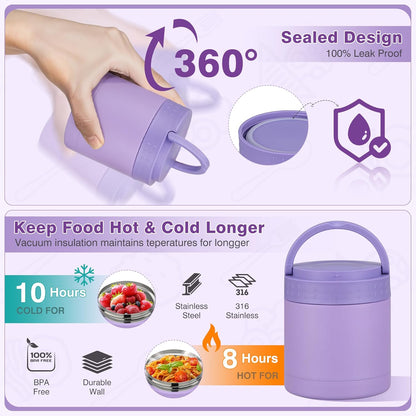 Bento Lunch Box Set with 10.5oz Soup Thermo Food Jar for Adults Kids, Stainless Steel Leak-proof Lunch Container with 4 Compartment, Coffee Tumbler with Lunch Bag for School Travel Office-Grey