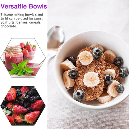 Silicone Mixing Bowl for Melting Chocolate, 6PCS (Green, Grey, White)