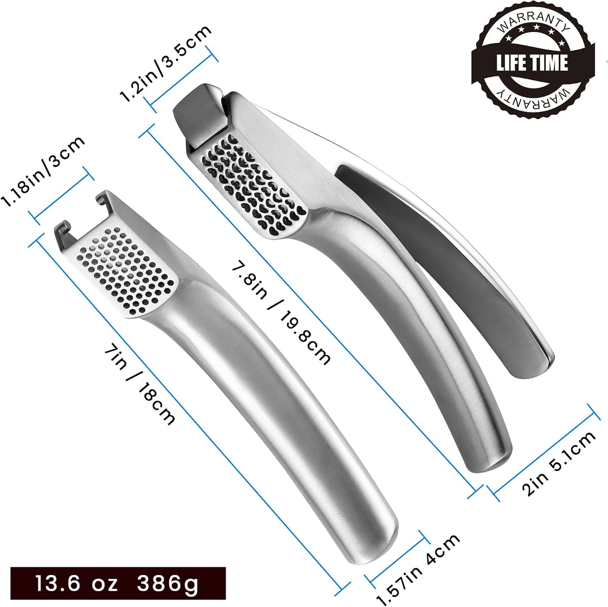 Gourmet Easy Garlic Press Lifetime Replacement, No Need to Peel, Fine Mince