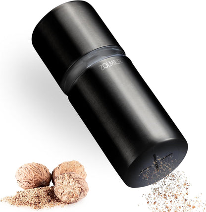 Spice Grinder with Storage Container for Fine Nutmeg Powder - SIlver