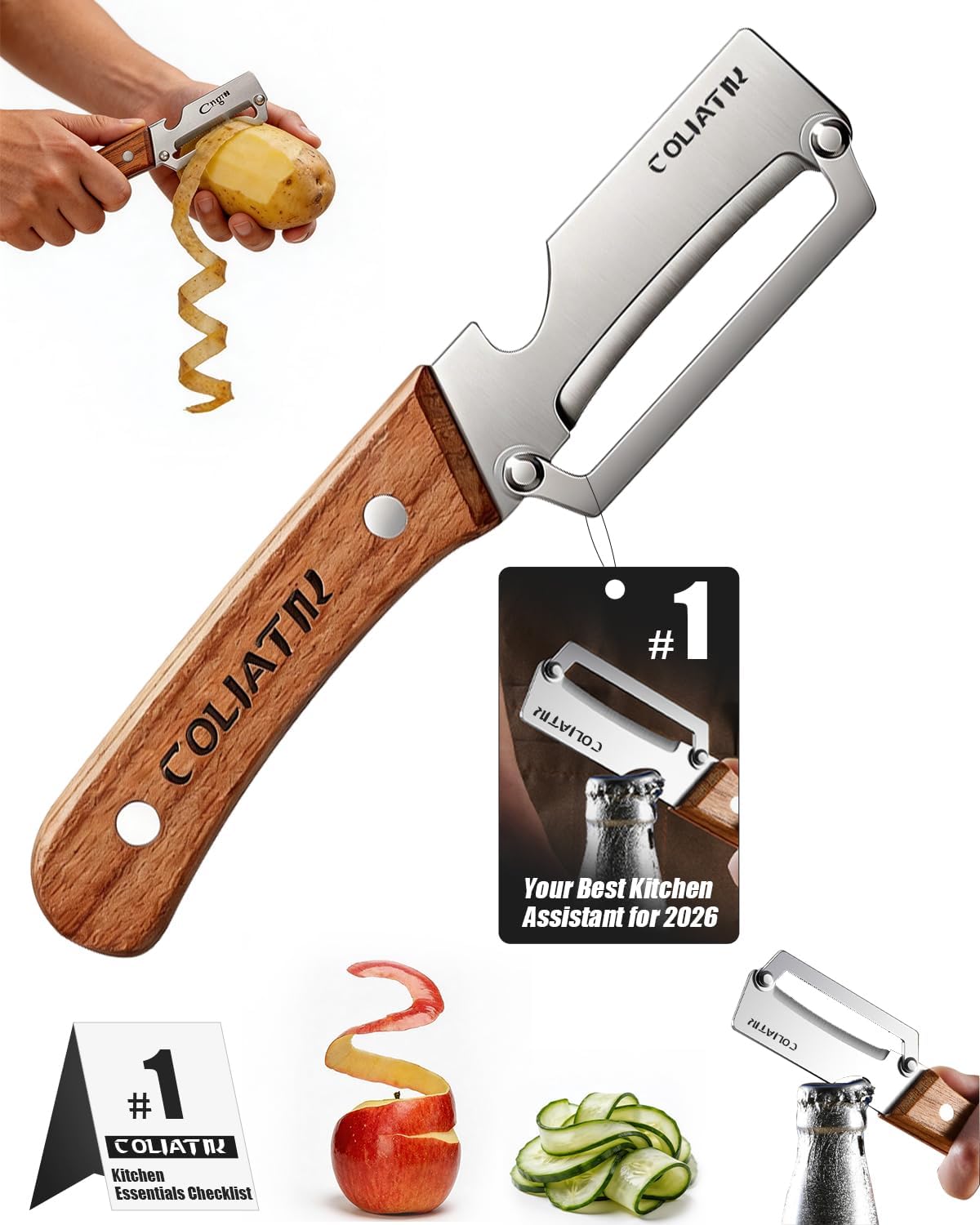 Multifunctional Vegetable Peeler Cabbage Shredder Veggie Chopper Multi Functional Slicer Julienne for Kitchen Stainless Steel Eplucheur Legumes Thickened Fruit Knife Potato Slicer Peelers (3pcs)