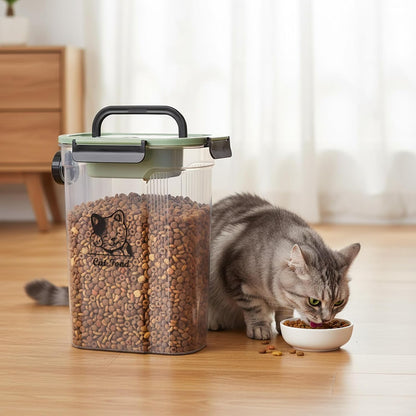 Cat Food Storage Container,Pet Food Storage Bin with Side Pouring Spout and Handle,4lb Cat Treat Containers Dry Food,Airtight BPA Free Portable Cat Food Holder Storage for Oatmeal,Rice,Flour