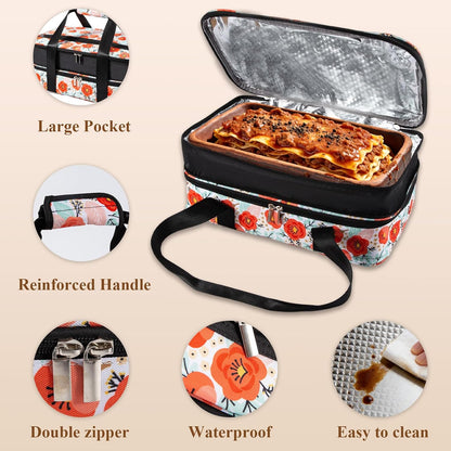Insulated Casserole Carrier Expandable for Hot or Cold Food with Handle Food Transport for Travel Picnic Cookouts,Fits Pioneer Woman Kitchen Stuff Accessories and 9" x 13" Baking Dish