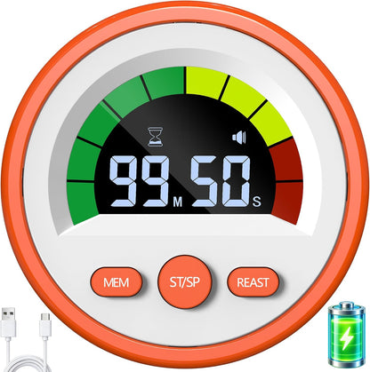 Digital Magnetic Kitchen Timer for Cooking, Rechargeable, Loud Alarm