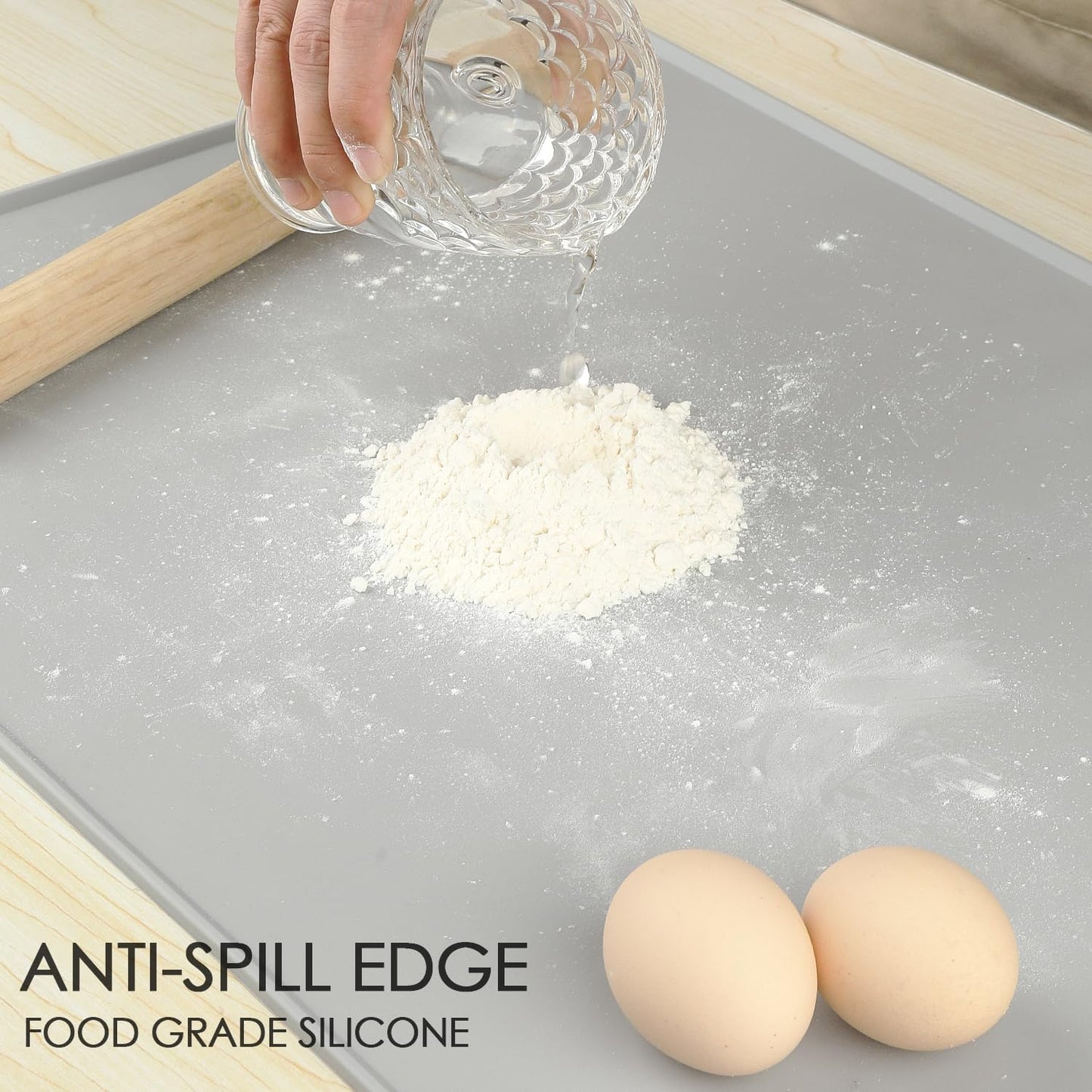 Extra Large Silicone Mat, 31.5x23.6 Inch Heat Resistant Mat for Kitchen Counter, Non Stick Silicone Baking Mat for Dough and Pastry, Thick Silicone placement Countertop Protector, Black countertop mat