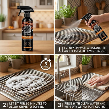 Grill Cleaner Spray for Outdoor Grill, Heavy Duty BBQ Grill Cleaner Spray for Grates and Racks, All Purpose Kitchen Grease Remover for Griddle, Oven, Stovetop and Countertops (8oz*1)