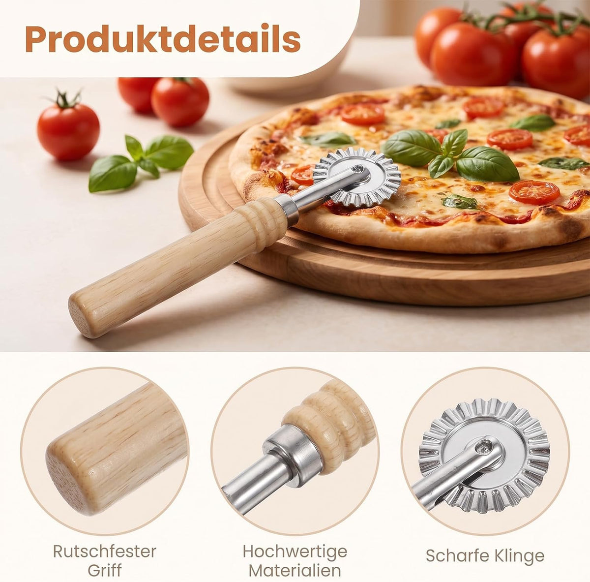 2 Pcs Fluted Pastry Wheel Cutter, Fluted Pastry Wheel