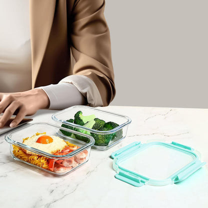 Glass Food Storage Containers 10 Pack - 22Oz Meal Prep Container Set with Lid, Airtight Snap Lock, Microwave Freezer Oven Dishwasher Safe, Lunch Box for Work, Grey