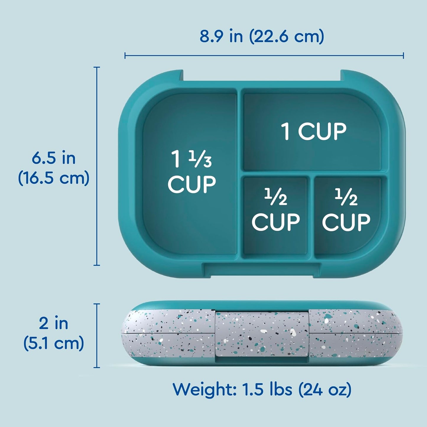 Bentgo Chill Kids Leak-Proof Lunch Box - 4-Compartment Bento Box with Built-In Ice Pack, 3.3 Cup Capacity, PFAS & BPA-Free, Microwave & Dishwasher Safe, Ideal Size for Ages 3 to 7 (Truly Teal)