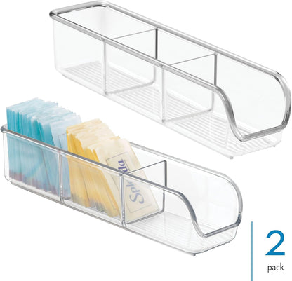 iDesign Plastic Packet and Tea Bag Organizer, Clear | Kitchen Storage Container, For Sugar, Salt, Pepper, Sweeteners, Tea Bags, Spices, The Linus Collection