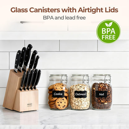 ComSaf 6-Pack 17oz Short Glass Jars for Drawers, Small Airtight Food Canisters for Spices, Nuts & Kids Snacks, Pint Sized Canning Jar Set for Jams, Pickles & Pantry Organization