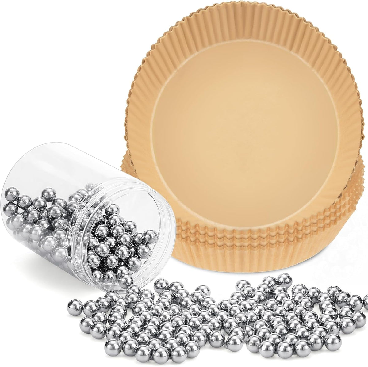 Patelai 2 lb Pie Weights with 50 Pcs Parchment Paper, Stainless Steel