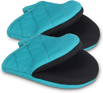 Goldmeet Mini Oven Mitts 2-Pack, 7"x5.5", 500°F Silicone Grip, Gray