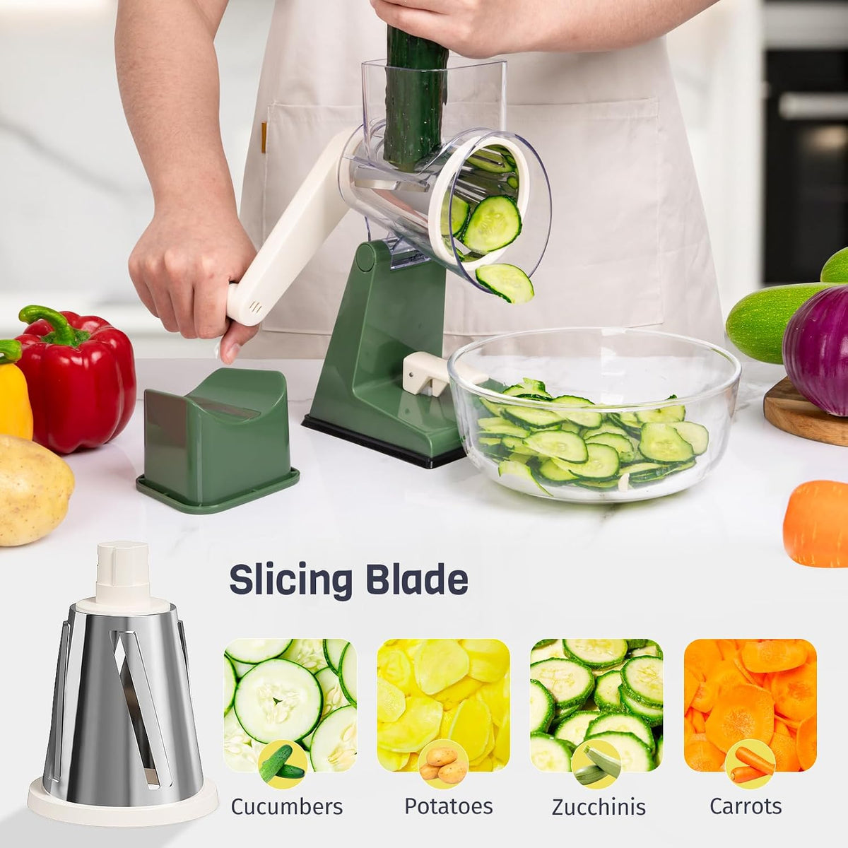 Upgraded Rotary Cheese Grater, Hand Crank, Pinkish Purple