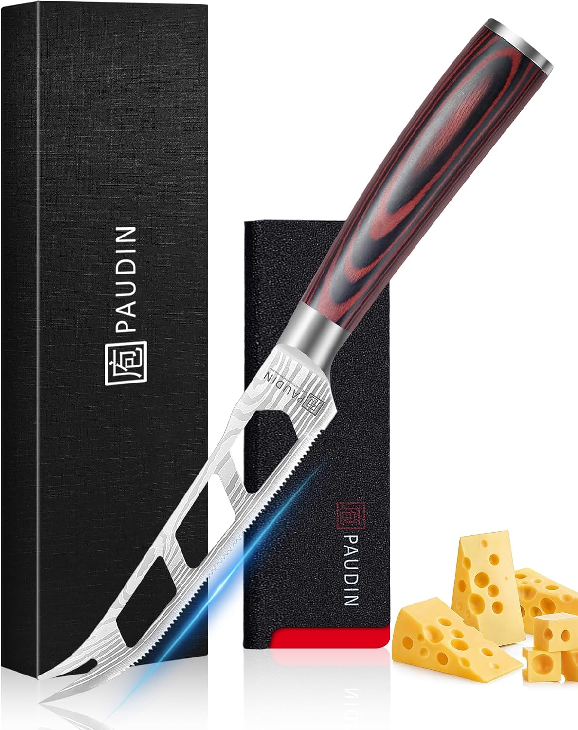 PAUDIN Cheese Knife, 5” Serrated Knife for Block Cheese,Sharp Tomato Knives