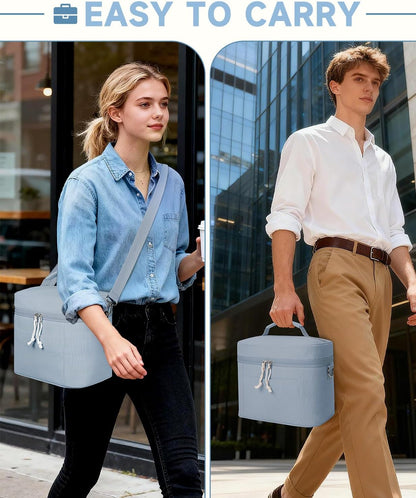 HowFly Lunch Bag Women Lunch Box for Women Cute Corduroy Insulated Lunch Bag Adult Large Cooler Lunch Tote Bags for Work Picnic Beach, Blue