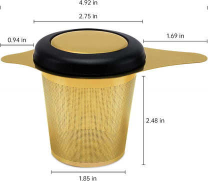 Tea Infuser Basket Stainless Steel Tea Strainer Tea Filter With Small Strainer And Lid Tea Diffuser For Loose Leaf Tea Superior Brewing Experience (One pack silver)