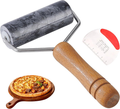 Small Marble Rolling Pin Pizza Roller for Baking (Type B Black)