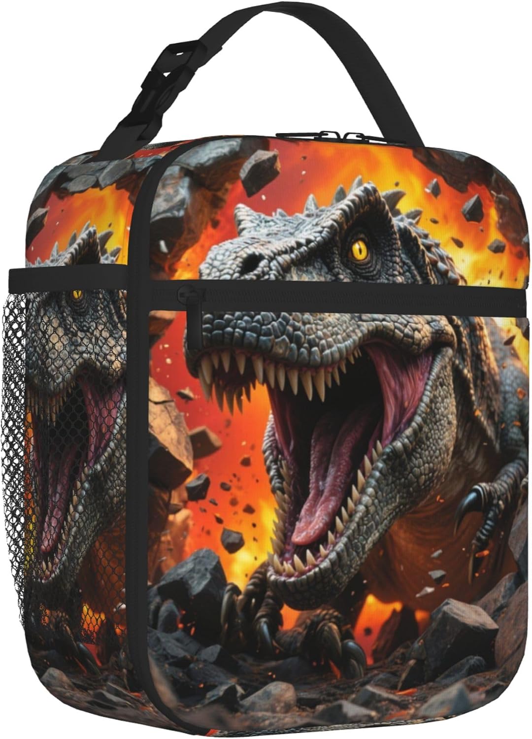 Dinosaur Volcano Insulated Lunch Bag for Women & Men, Reusable Leak-Proof Lunch Box with Cooler Compartment, Lunch Tote for Adults Work Travel Picnic Durable & Washable