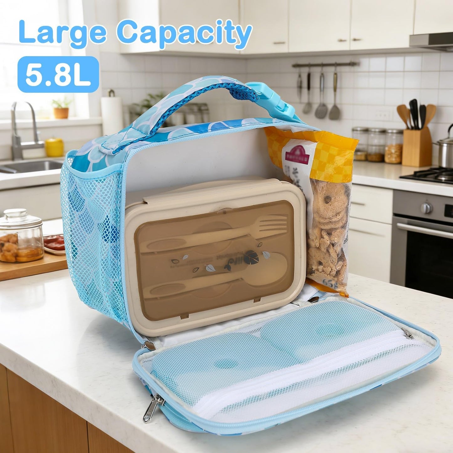 FlowFly Kids Lunch box Insulated Soft Bag Mini Cooler Back to School Thermal Meal Tote Kit for Girls, Boys, Astronaut - Colors B