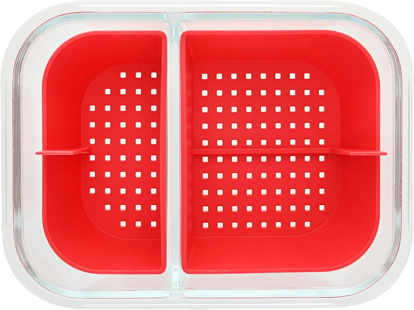 Two Compartment Borosilicate Glass Container Cleaning Tool with Sealable Lid (Full Melt Sand)
