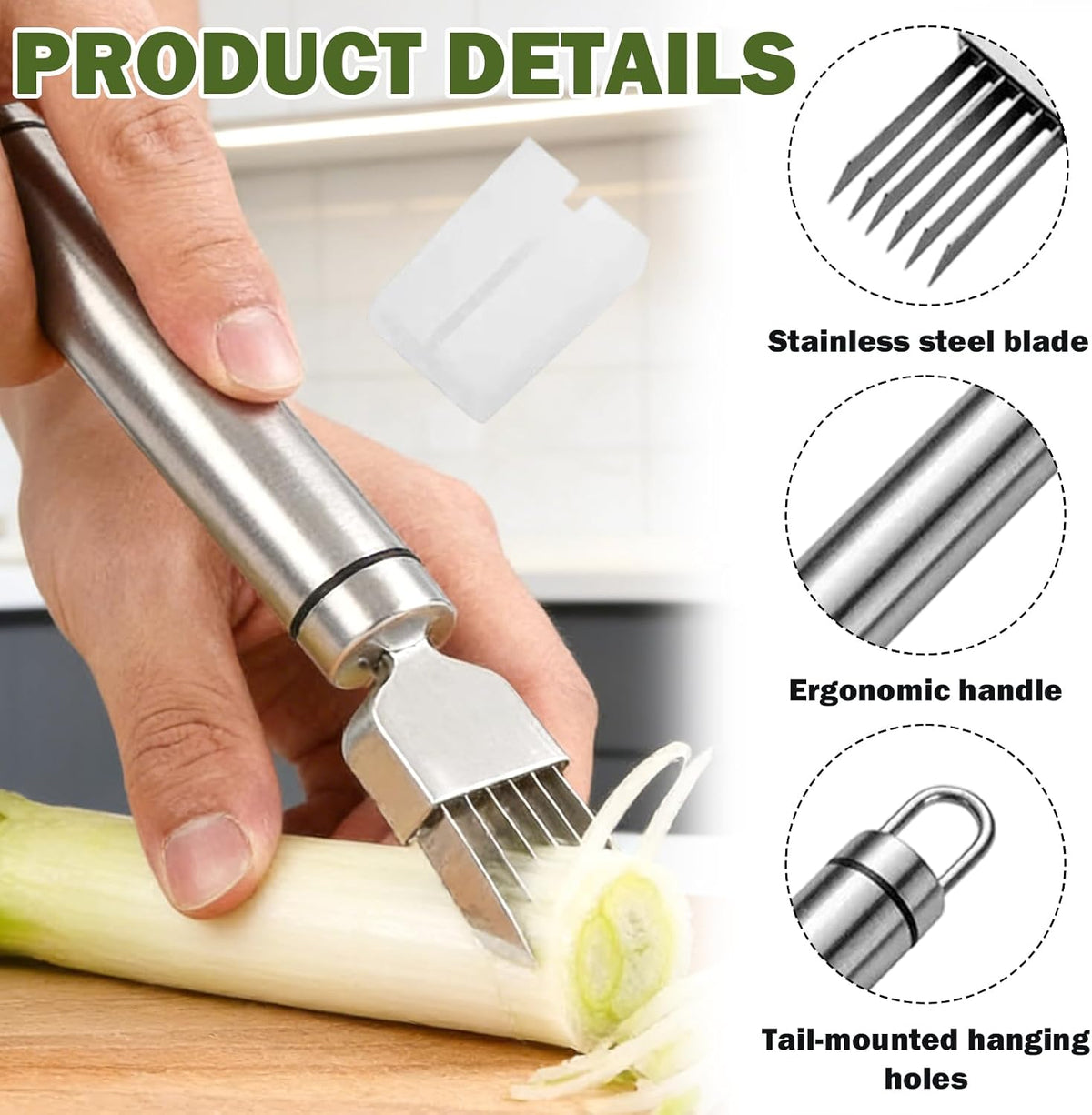 Green Onion Slicer 2 Pack Stainless Steel Multi-Blade Herb Cutter Tool