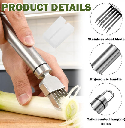 Green Onion Slicer 2 Pack Stainless Steel Multi-Blade Herb Cutter Tool