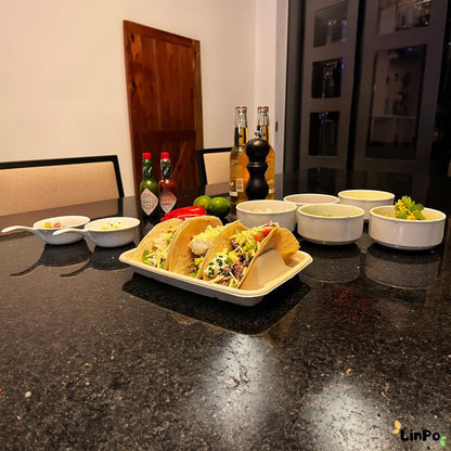 Disposable Taco Holder- 25 pack Biodegradable Taco Plate- Taco Kit, Taco Party Supplies,Taco Tray,Taco Boats, Taco Tuesday Kit, Tuesday lazy.