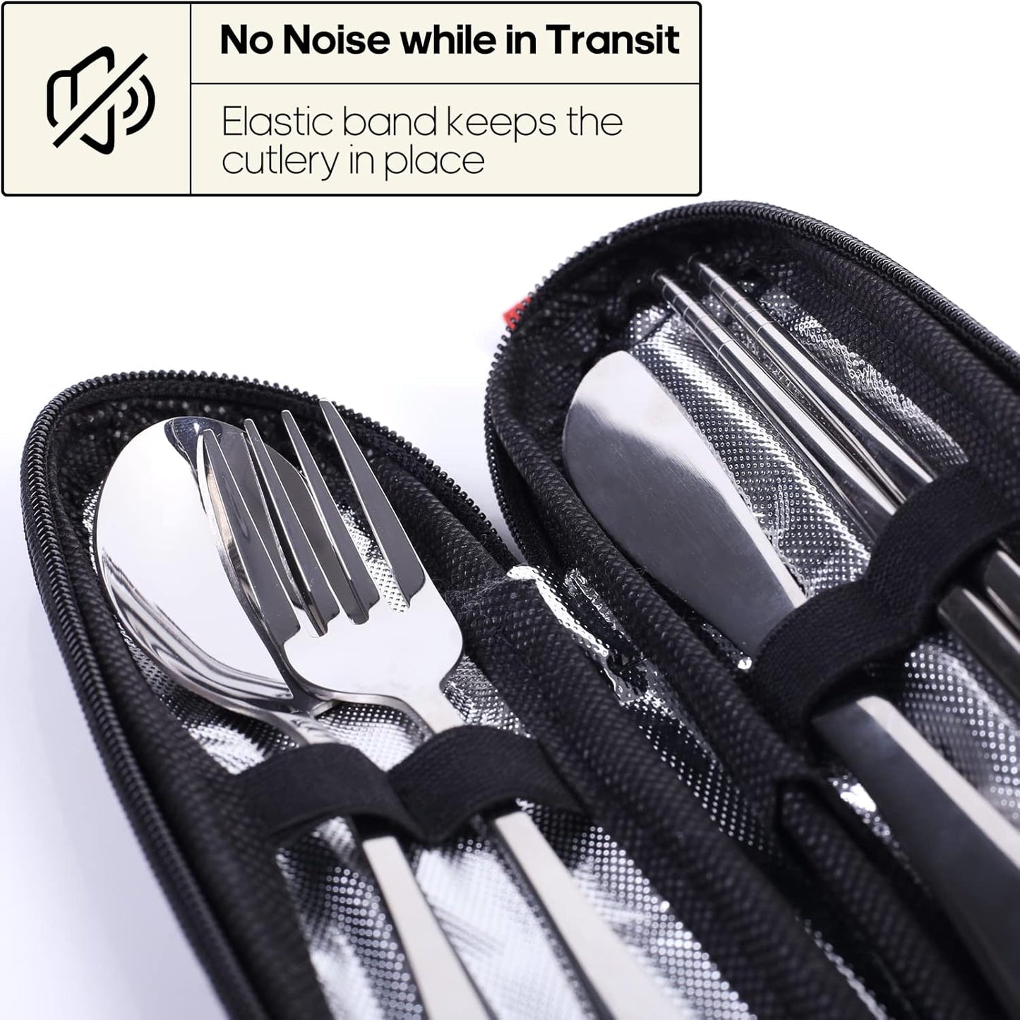 Travel Utensils with Case, Quatish Portable Silverware Set for Work, Stainless Steel Reusable Travel Cutlery Set, Fork and Spoon Set for Camping, EDC Gadgets, Lunch Box for Men, Purple