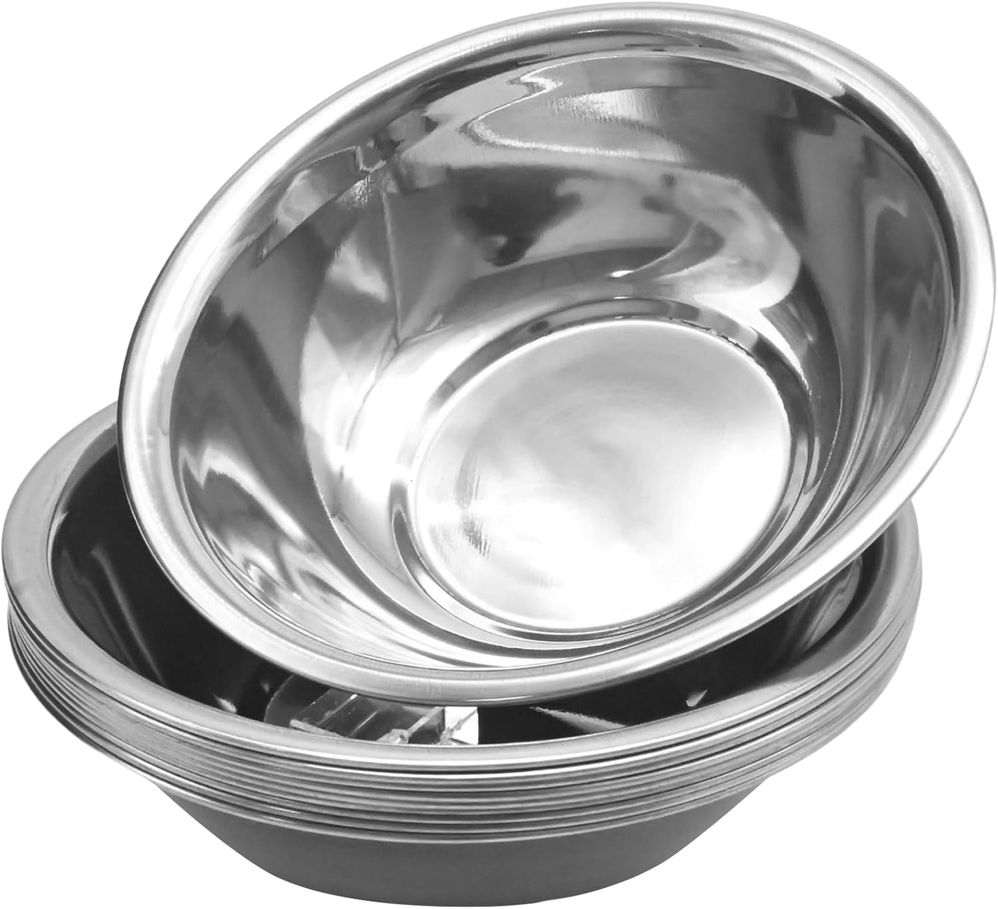 10 PCS Small Stainless Steel Bowls, 3/4 Quart Prep Bowls with Flat Base, 6 1/2 Inch Wide Metal Bowl for Kitchen Prep Cooking Baking Serving Mixing Cereal