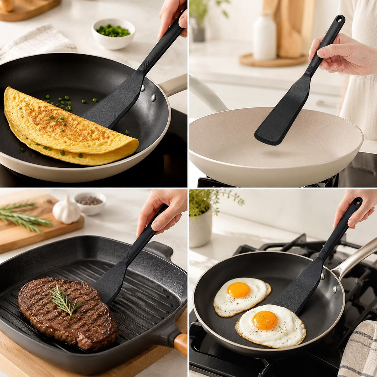 Jeffdad 2 PCS Silicone Crepe Spatula Thin Omelet Turner Narrow Spatula Long