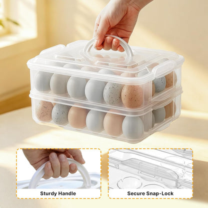 2 Layers Deviled Egg Containers with Lid,40 Slots Deviled Eggs Holder with Handle,Plastic Egg Tray Portable Egg Storage Carrier Platter for Easter Thanksgiving Party Picnic