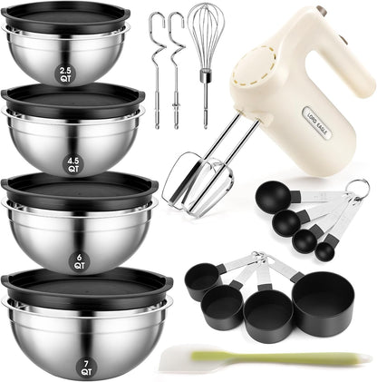5-Speed Small Hand Mixer Electric, 300W Compact Portable, Black