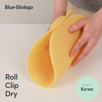 Blue Ginkgo Silicone Cutting Boards – Set of 3 (Small, Medium, Large) – Double-Sided, Thick, Flexible, Non-Slip, BPA Free – Juice Grooves, Dishwasher Safe (Made in Korea, Grey)