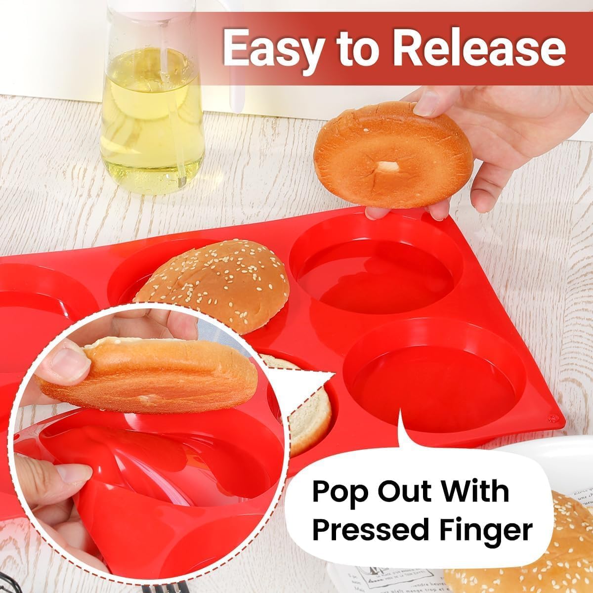 CAKETIME Muffin Top Pan, Silicone Egg Molds for Breakfast Sandwiches 3 Inch Round Baking Pan for Oven English Muffins, Whoopie Pies, Corn Bread, Egg bites, Tarts 3 Pack Confetti