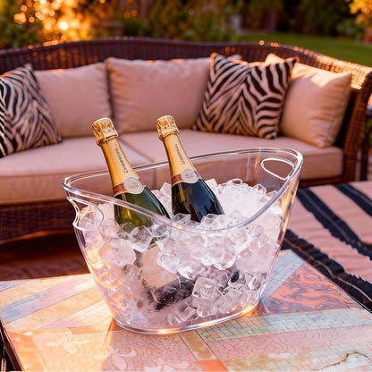 8L Extra Large Clear Acrylic Ice Bucket, 2 Pack | Heavy-Duty Clear Plastic, For Champagne, Wine, & Beer, Portable Drink Cooler, For Large Parties, Weddings, Bar Use