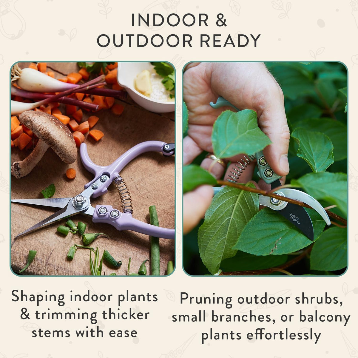 Modern Sprout Hand Pruners+Shears Set w/Blister - Gardening Tools - Sage