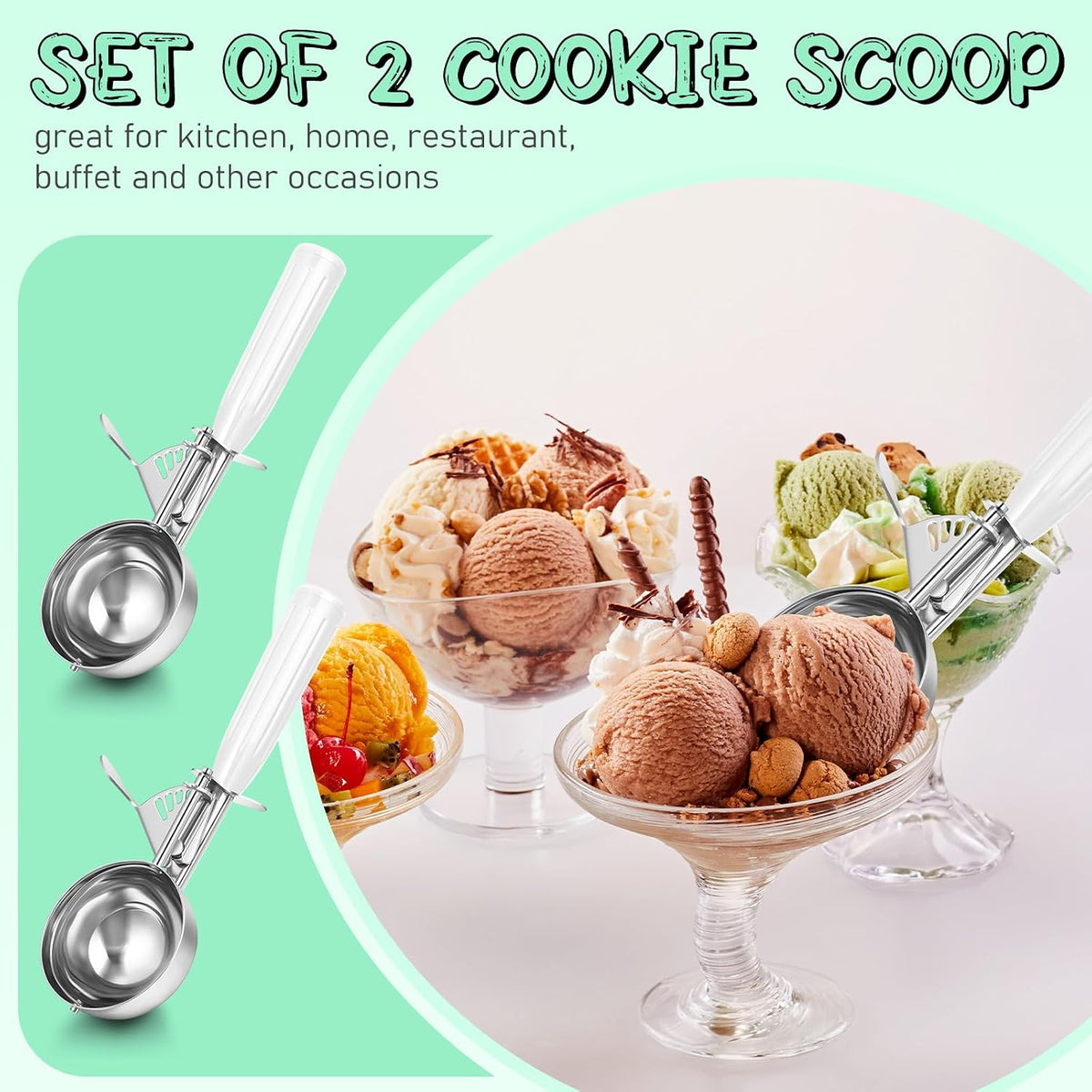 Reallnaive Ice Cream Scooper with Trigger, 4 oz, Gray