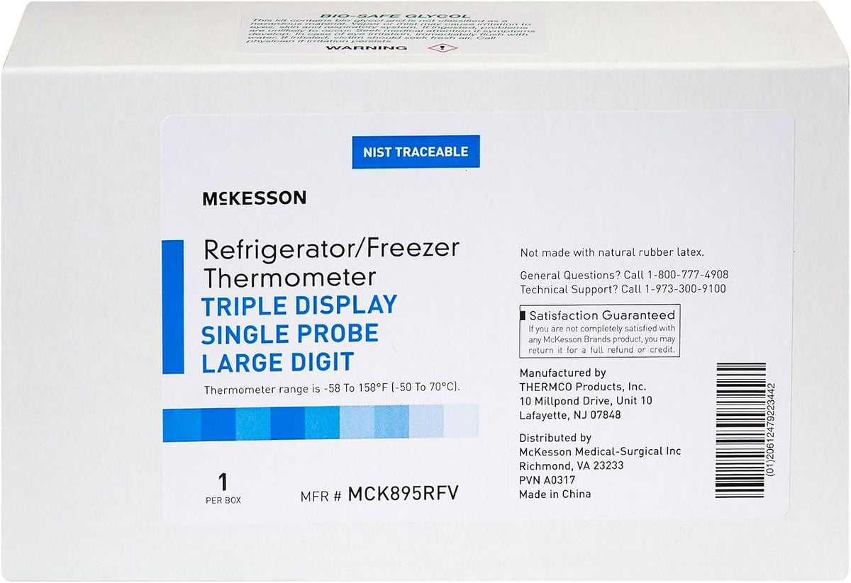 McKesson Refrigerator/Freezer Thermometer with Triple Display, Large, 1 ct