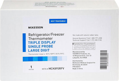 McKesson Refrigerator/Freezer Thermometer with Triple Display, Large, 1 ct