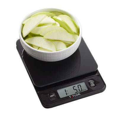 Taylor Digital Kitchen Food Scale with Black Glass Top - 11 lb Max Capacity