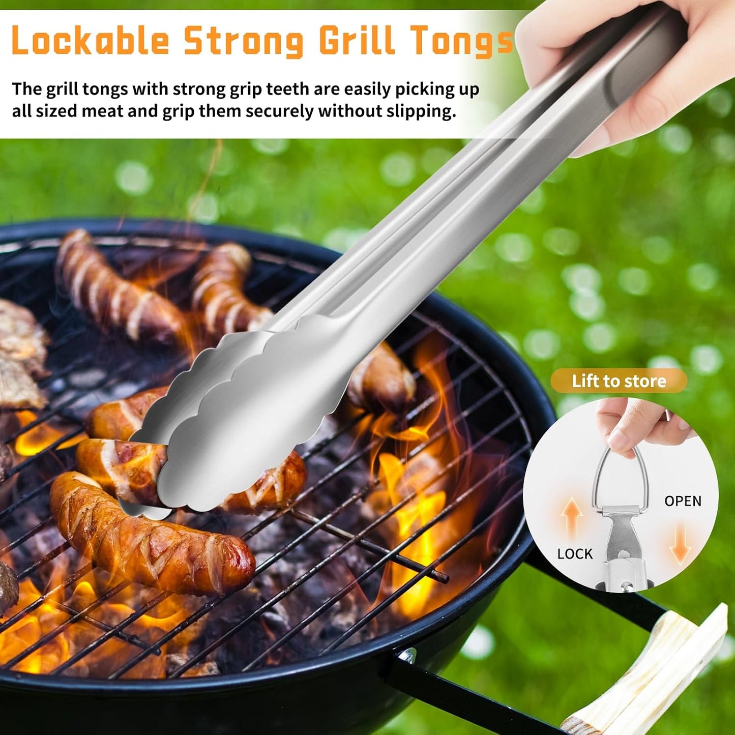 28PCS Stainless Steel BBQ Grill Accessories Set, Grilling Gifts for Men Birthday Father's Day, Portable Multifunction Grilling Utensils Tools Kit with Storage Bag for Outdoor Grill Camping BBQ Party