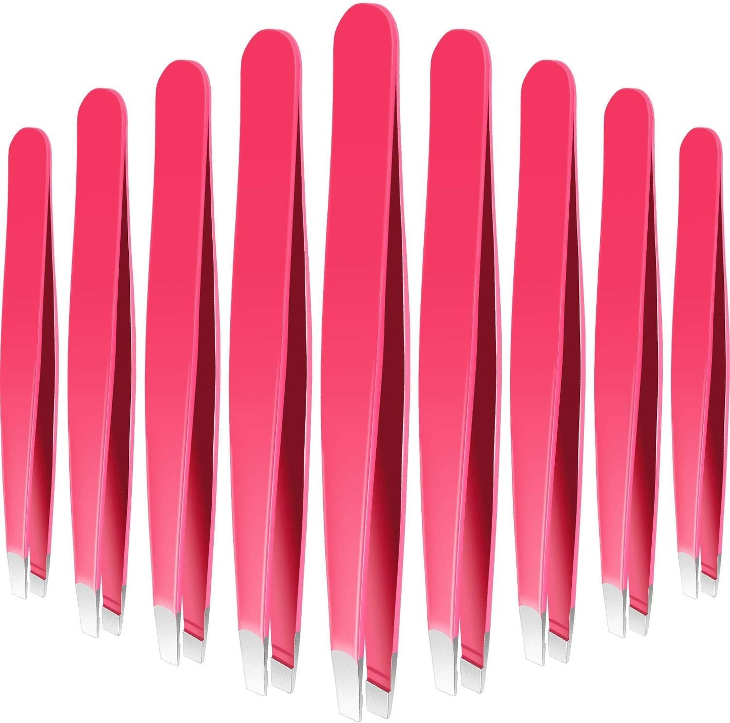 Mudder 12 Pcs Eyebrow Tweezers Set for Facial Hair Stainless Steel Slanted Tip Tweezers in Bulk for Men and Women(Silver)