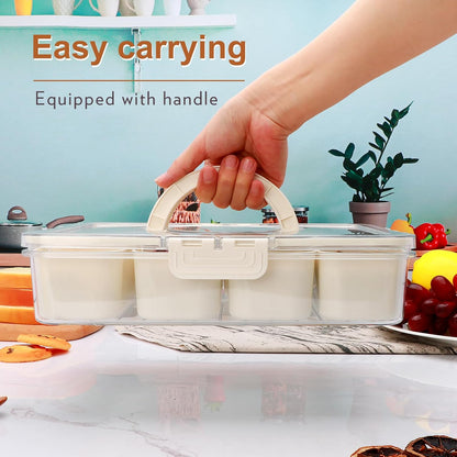 Reusable Divided Serving Tray with Lid,Snack Tray with Lid and Handle for Portable Snack Platters, Fruit Platters,Clear Snack Containers Ideal for Travel,Picnic,Party,2 Pcs